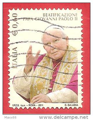 ITALIA REPUBBLICA USATO - 2011 - Beatificazione Di Papa Giovanni Paolo II - € 0,60 - S. 3232 - 2011-20: Oblitérés