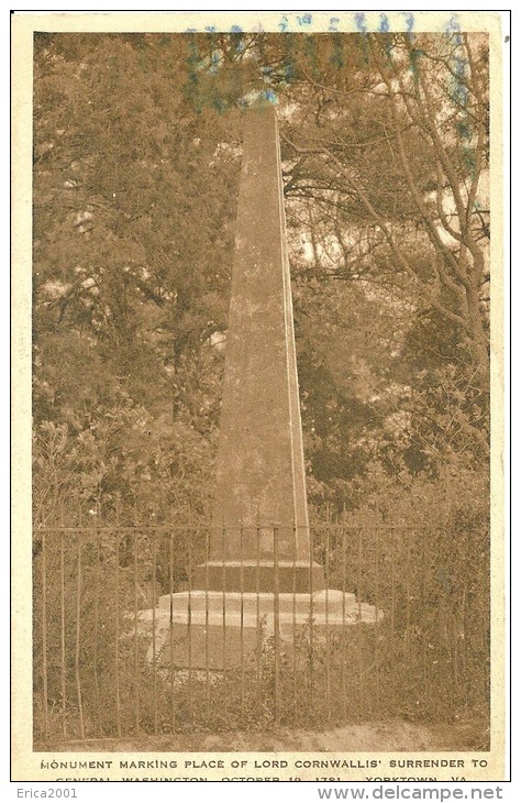 Autres. Yorktown. Monument Marking Place Of Lord Cornwallis. - Autres & Non Classés