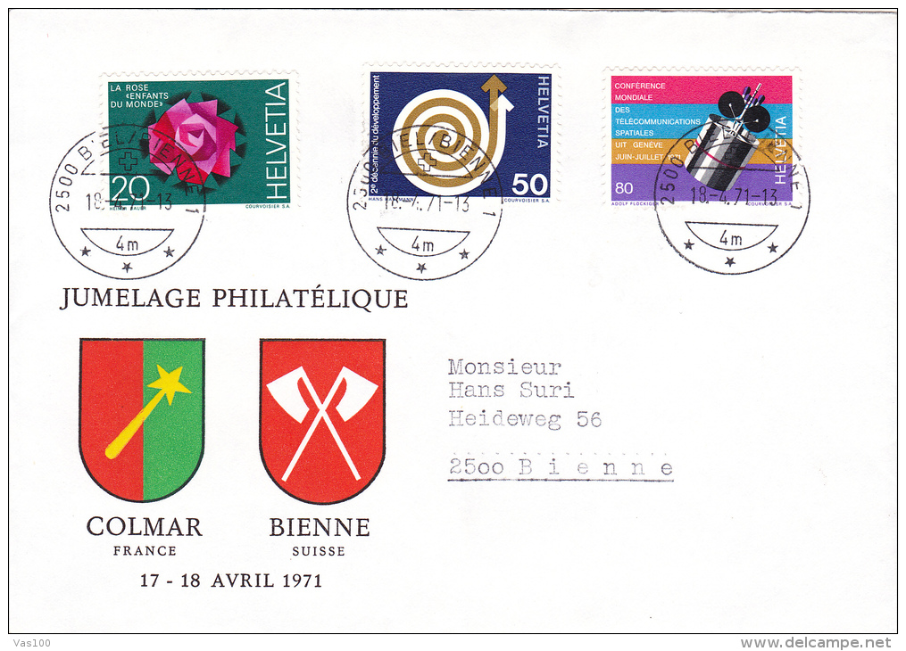 FRANCO -SWISS STAMP EMISSION ,1971,SWITZERLAND - Storia Postale