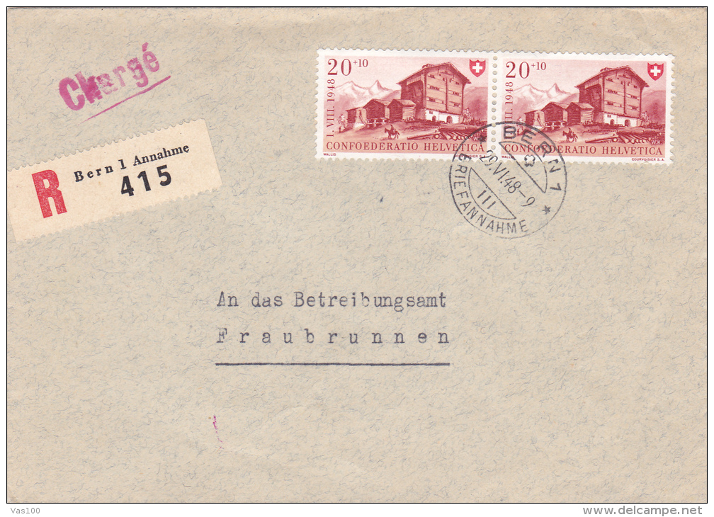 BERN L ANNAHME,REGISTERED COVER, 1948,SWITZERLAND - Lettres & Documents