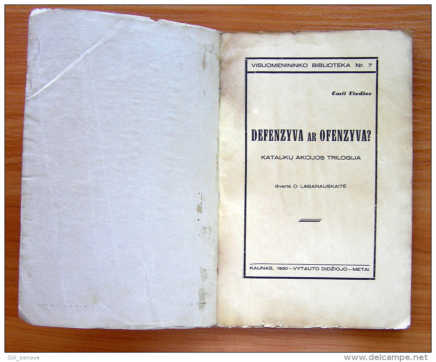 Lithuanian Book /Defenzyva Ar Ofenzyva By E. Fiedler 1930 - Alte Bücher