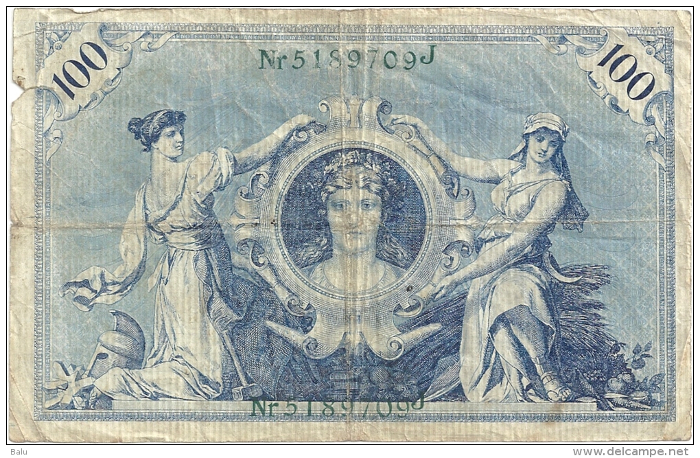 Deutschland 100 Mark Reichbanknote 1908 Ein Hundert Mark. Sie Erhalten Die Abgebildete Banknote - Siehe 2 Scans - 100 Mark