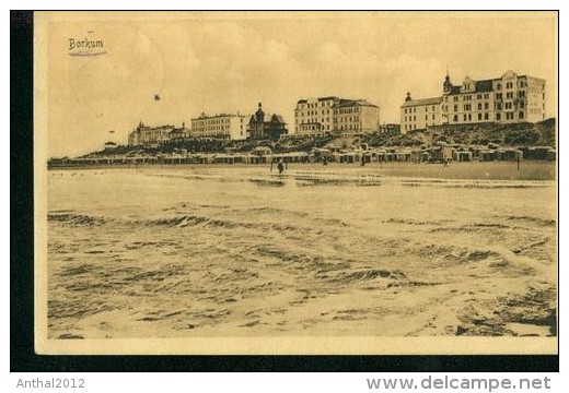 Rar Litho Borkum Blick Vom Strand Auf Hotel Sw 12.8.1913 - Borkum