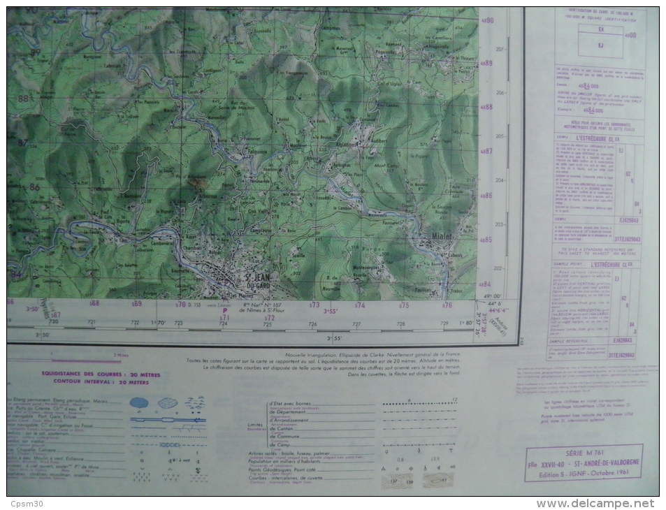 Carte Géographique - St ANDRE DE VALBORGNE 1/50.000 St Laurent De Trèves Colletde Dèze Le Valdeyron/Les Plantiers Mialet - Topographische Karten