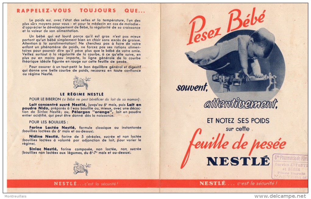 Feuille De Pesée NESTLE, 2 Volets, Format 26X17, Annotation Crayon Sur Pesée, - Chocolat