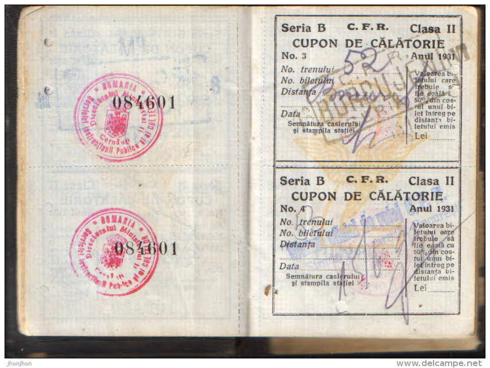 Romania-Identification Card For Travel CFR Years 1930-1934, Bukovina-Cernautzi-7/scan S - Europa