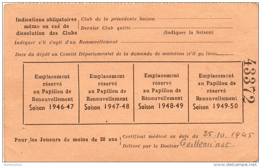 Licence De BASKET-BALL 1945/1946, LA BAULE, Photo Décollée - Otros & Sin Clasificación