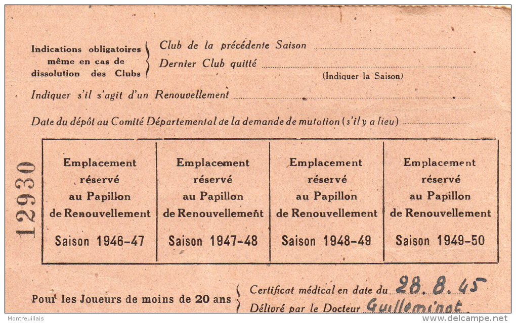 Licence De BASKET-BALL 1945/1946, LA BAULE, Photo Décollée, Cadet - Sonstige & Ohne Zuordnung