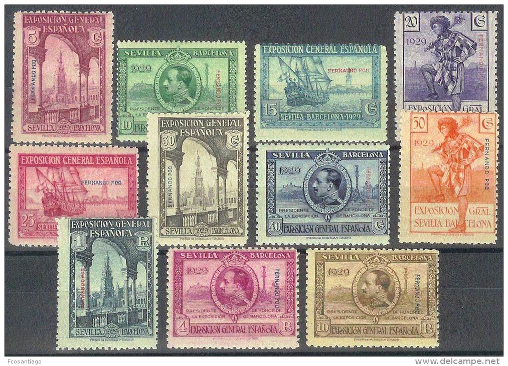 ESPAÑA/FERNANDO POO 1929 - Edifil #168/78 - MNH ** - Fernando Po