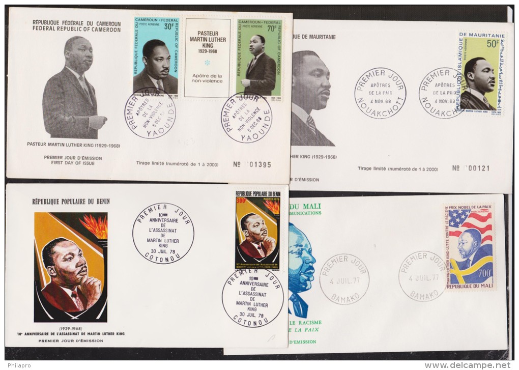 BENIN+CAMEROUN+MALI+MAURO TANIE   FDC  LUTHER KING  Réf  4027 - Martin Luther King