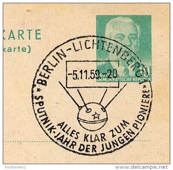 SPUTNIK-Year Berlin-Lichtenberg 1959 On East German Reply Card  P70 I A Special Print #6 - Other & Unclassified