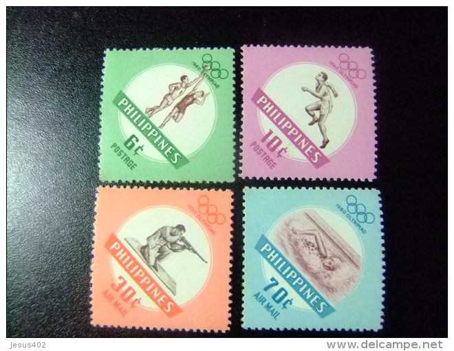 FILIPINAS PHILIPPINES 1960 JUEGOS OLIMPICOS De ROMA Yvert 506 / 507 ** + PA 61 / 62 ** - Verano 1960: Roma