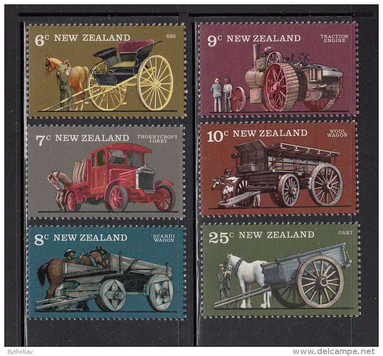 New Zealand MNH Scott #598-#603 Set Of 6 Farm Vehicles: Gig Thornycroft Lorry Scandi & Wool Wagons Traction Engine Cart - Neufs