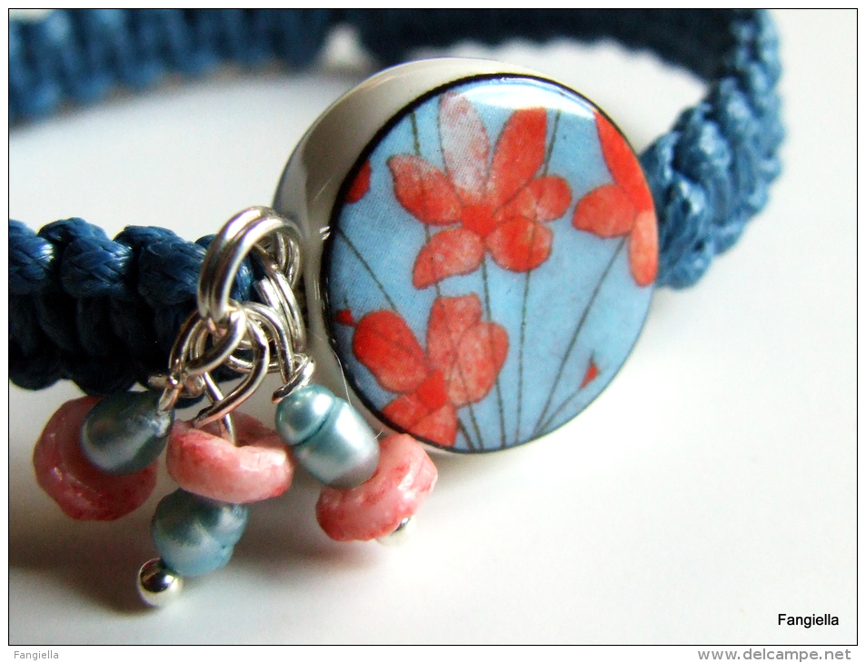 Bracelet Bleu Rose Perle Porcelaine, Perles De Culture, Coquillage Et Coton Ciré  Merci à Tendance-Perles Qui A Réalisé - Bracciali