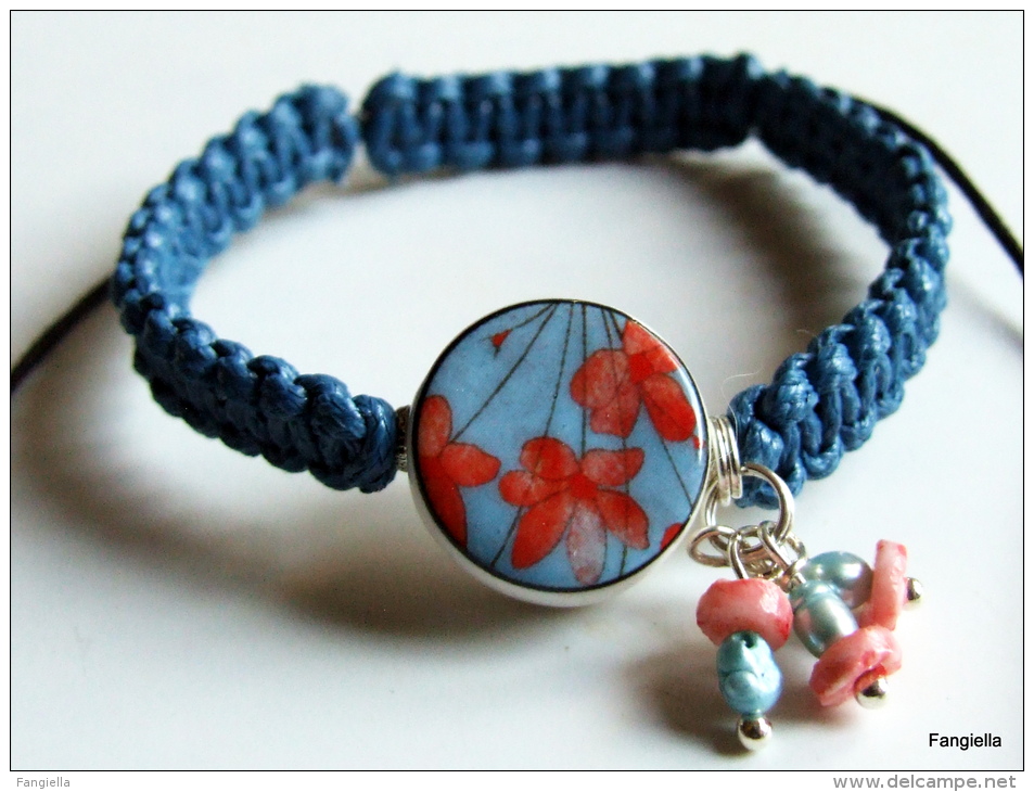 Bracelet Bleu Rose Perle Porcelaine, Perles De Culture, Coquillage Et Coton Ciré  Merci à Tendance-Perles Qui A Réalisé - Bracciali