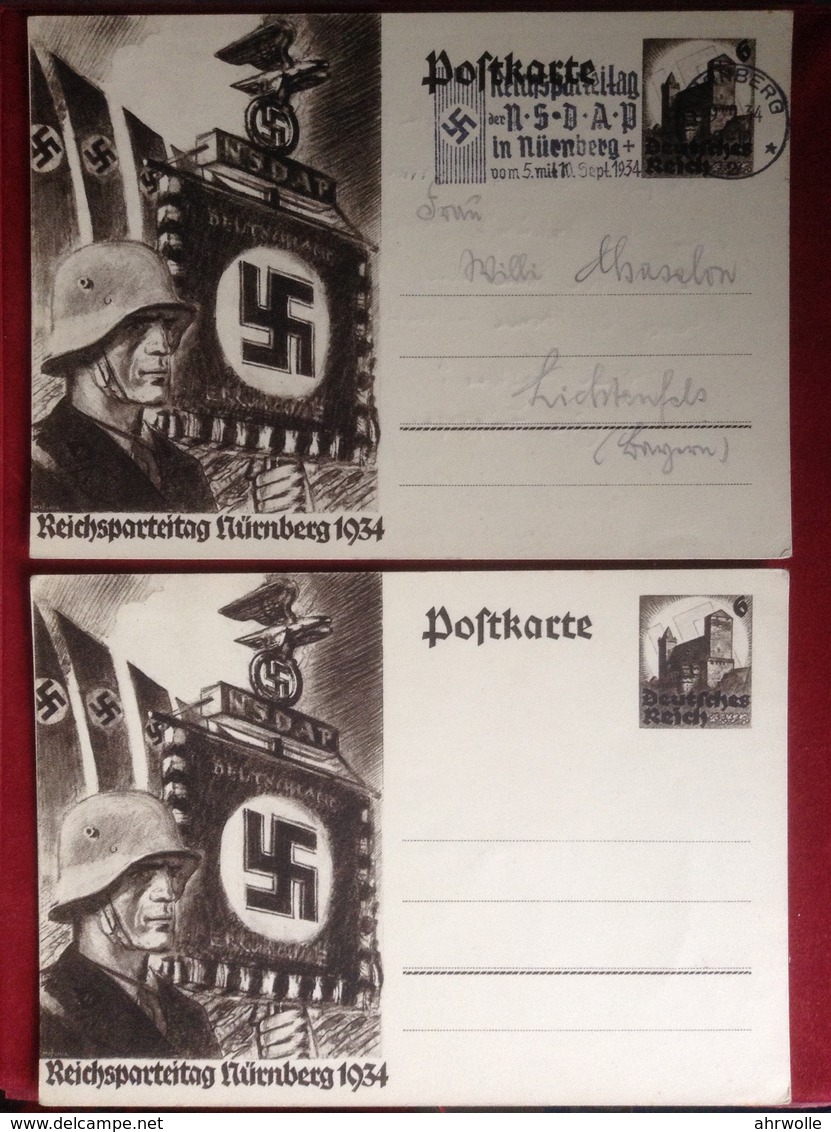 Propagandakarten 2 AK WW2 Reichsparteitag Nürnberg 1934 - Weltkrieg 1939-45