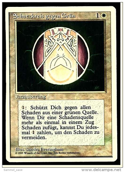 Karte Magic The Gathering  -  Verzauberung  -  Schutzkreis Gegen Grün  -  Deutsch - Altri & Non Classificati