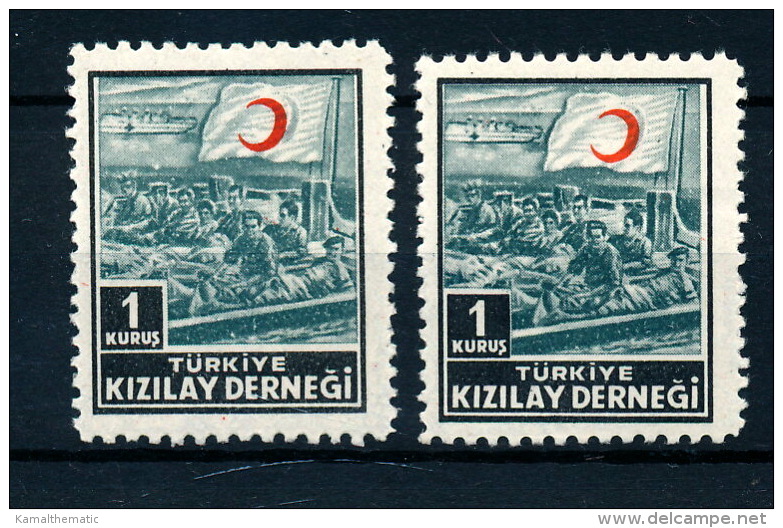 Turkey MNH 2 Stamps, Colour Shift, Print Error, Red Cross, Hospital, Injured Solders - Cruz Roja