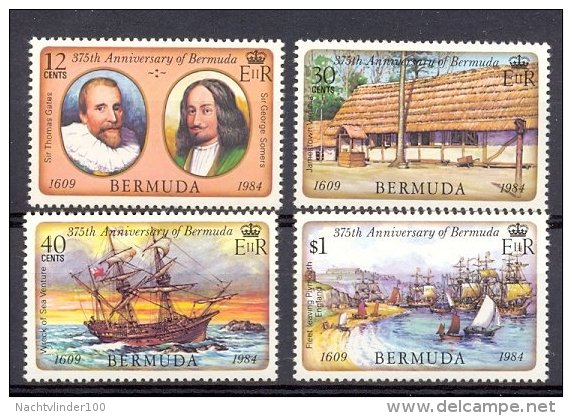 Mnp191 TRANSPORT ZEILSCHIP SCHEPEN SAILING SHIP SEGELSCHIFFE BATEAUX LES VOILIERS 375th ANNIVERSARY BERMUDA 1984 PF/MNH - Boten