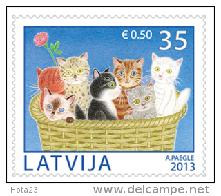 Latvia 2013 Cat /cats Pet Fee Full Set MNH - Gatti