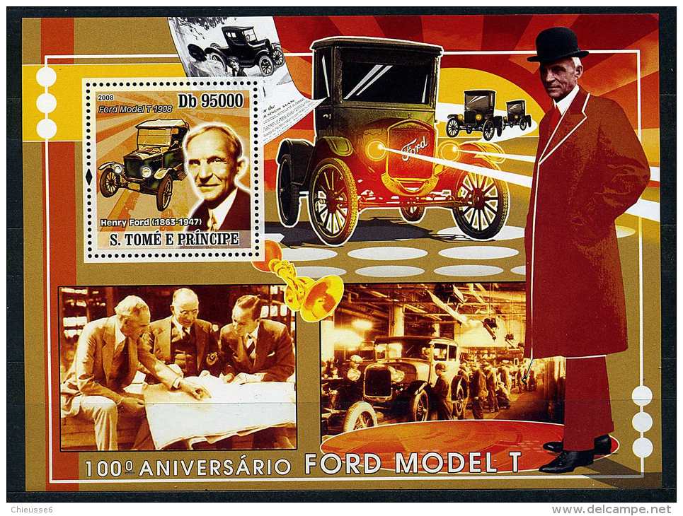 Lot 65 - B 17 - Ste Thomas Et Prince ** Bloc N° 431 - Cent. De La Voiture Ford Modèle T. Henry Ford - Sao Tome Et Principe