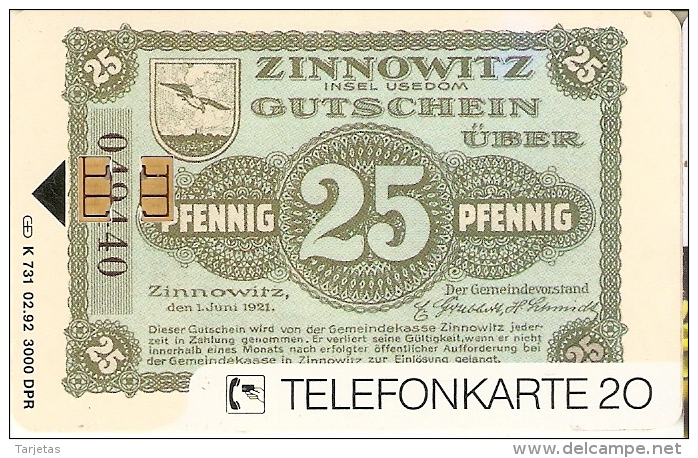 TARJETA DE ALEMANIA CON UN BILLETE DE 25 PFENNIG (BANKNOTE) - Timbres & Monnaies