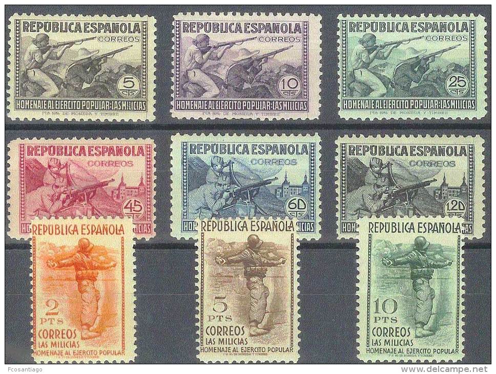 ESPAÑA 1938 - Edifil #792/800 - MLH * - Nuevos