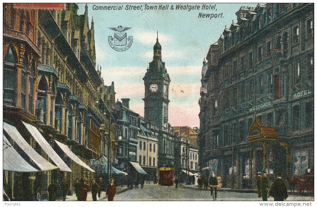 U.S.A. - NEWPORT - Commercial Street , Town Hall & Westgate Hotel - Newport