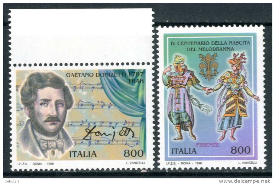 ITALIA / ITALY 1998** - Donizetti E Melodramma - 2 Val. MNH Come Da Scansione. - Musica