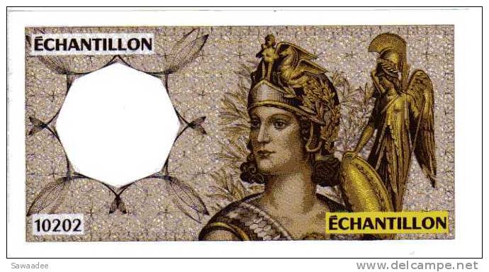 BILLET FRANCE - ECHANTILLON - 10202 - ATHENA - FILIGRANE - MODELE 200 FRANCS MONTESQUIEU - TEST DISTRIBUTEUR BANCAIRE - Specimen