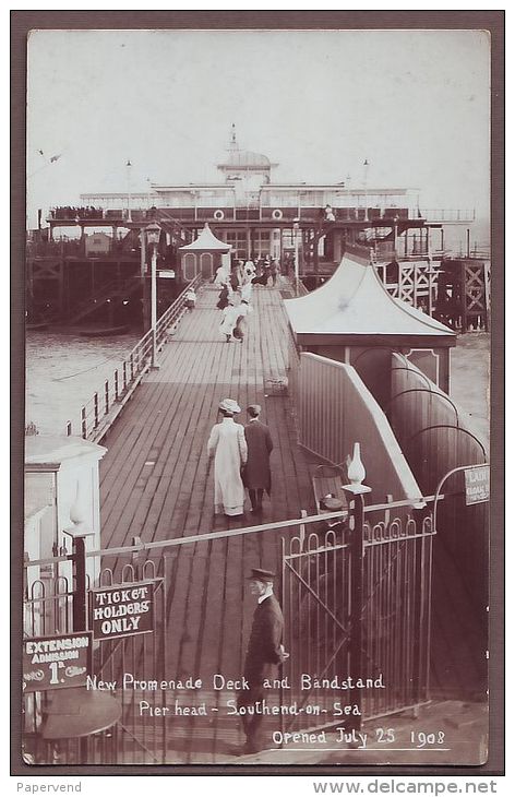 Essex  SOUTHEND  ON SEA New Promenade Deck Opened  1908 RP E1091 - Southend, Westcliff & Leigh