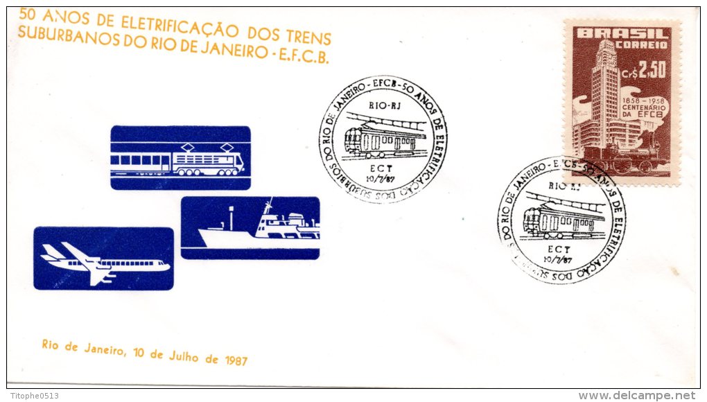 BRESIL. Enveloppe Commémorative De 1987. Métro De Rio. - Tramways