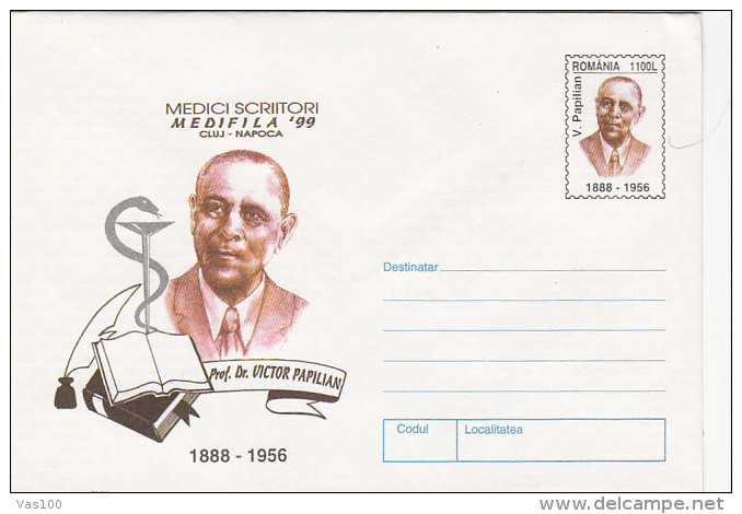 DR  V. PAPILIAN AND DR. V. BOLOGA, MEDICAL WRITERS, 2X COVERS STATIONERY, ENTIERE POSTAUX, 1999, ROMANIA - Medicine