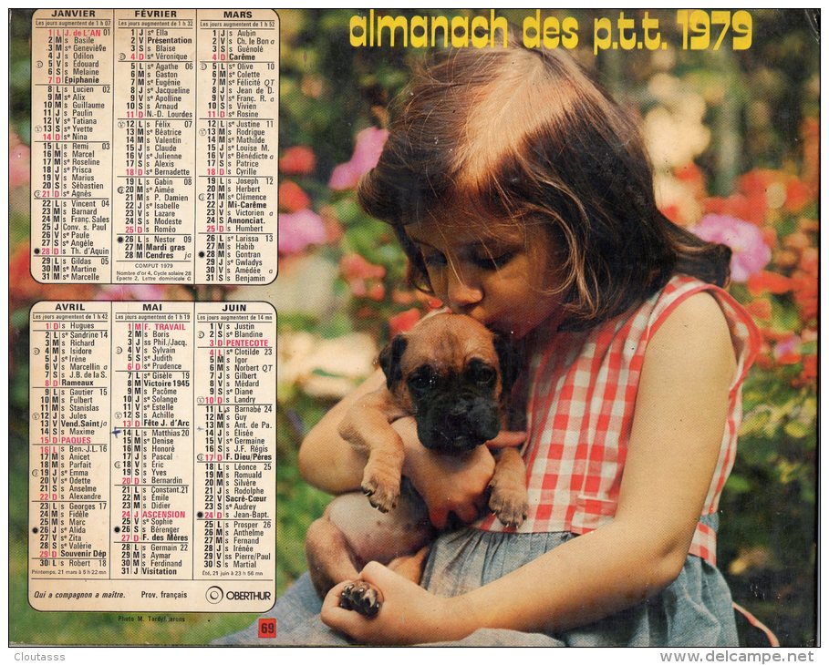 ALMANACH DES P T T ) 1979     GERS  (32)       PHOTOS ENFANTS AVEC ANIMAUX  BON ETAT - Tamaño Grande : 1971-80