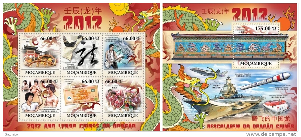 Mozambico 2011, Lunar Year Of Dragon 2012 6val In BF +BF - Astrology