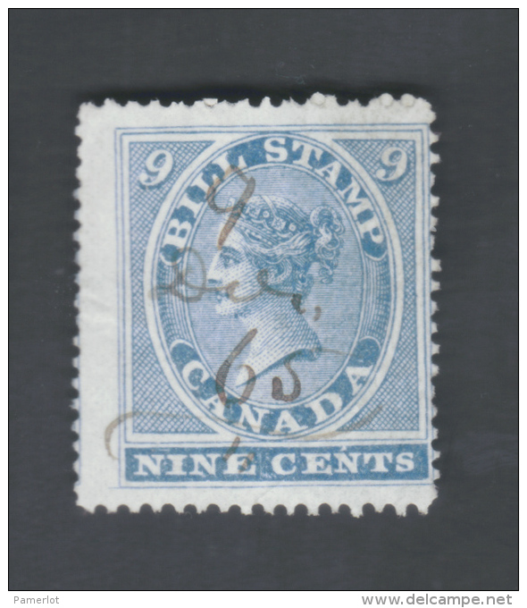 Fiscaux #FB9 * N De Cents Avec Accent Aigue (9 C  1864 First Bill Issue  ) Timbre Taxe Canada Revenue Stamp Recto /verso - Fiscale Zegels