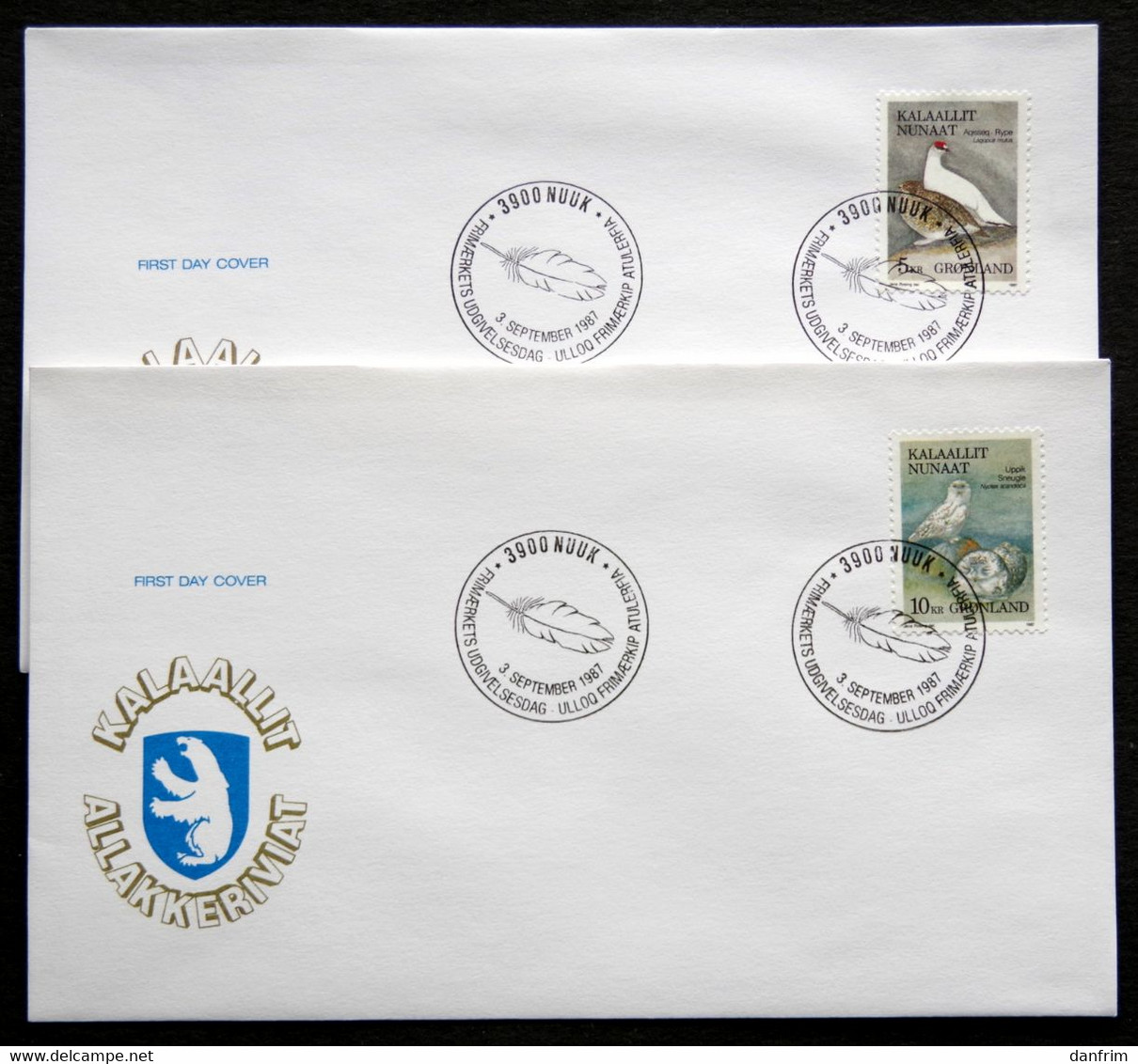 Greenland 1987 BIRDS (I)  MiNr.176-77   FDC ( Lot KS) - FDC