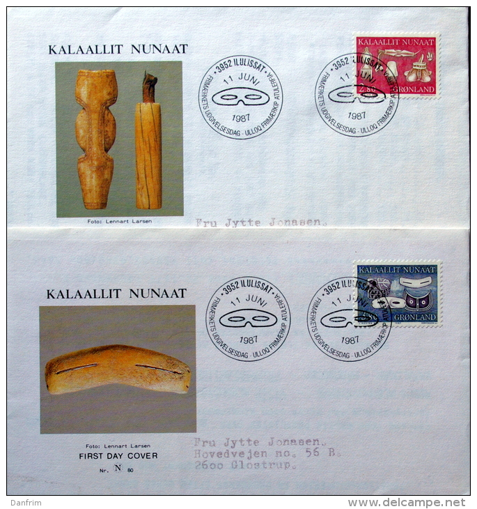 Greenland 1987  Inuit Artefacts Sewing Needles, Masks MiNr.174-75   FDC ( Lot Ks) - FDC