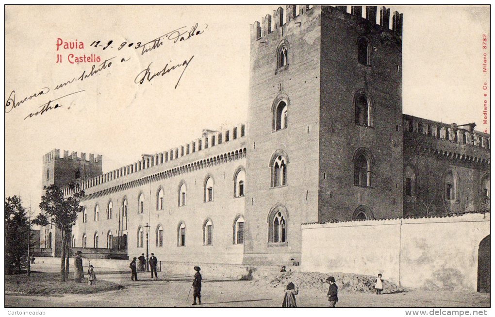 [DC8128] PAVIA - IL CASTELLO - Viaggiata 1903 - Old Postcard - Pavia