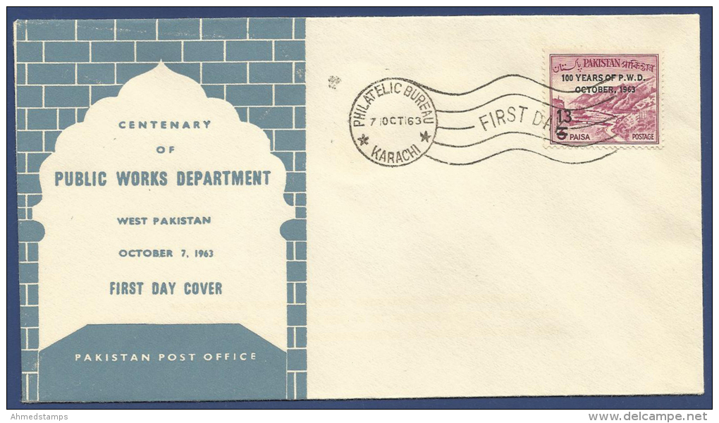 PAKISTAN 1963 S G 192 MNH FDC FIRST DAY COVER CENTENARY OF PUBLIC WORK DEPARTMENT - Pakistán