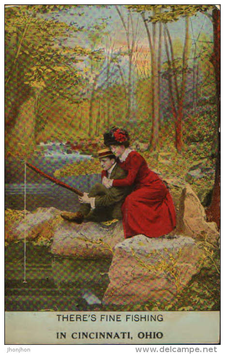 United States-Postcard Circulated And Written 1916-There's Fine "fishing" In Cincinnati-2/scans - Cincinnati