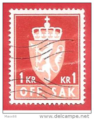 NORVEGIA - NORWAY - USATO - 1972 - SERVIZIO - OFF. SAK I Fosforescent - 1 Krone - Michel  NO D94 - Oficiales