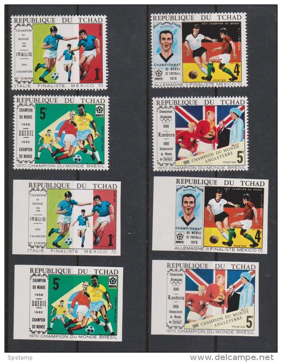 Chad Tchad 1970 Mexico Soccer World Cup Finalists Set 4 Both Imperf & Perf MNH - Chad (1960-...)