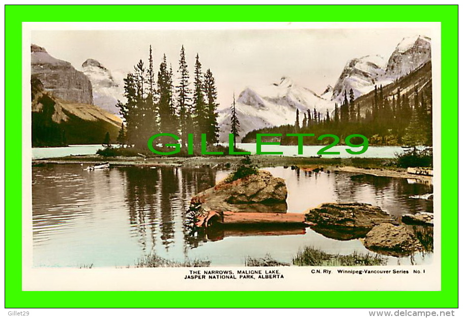 JASPER, ALBERTA - THE NARROWS, MALIGNE LAKE - JASPER NATIONAL PARK - C.N. RLY, WINNIPEG-VANCOUVER SERIES No 1 - - Jasper