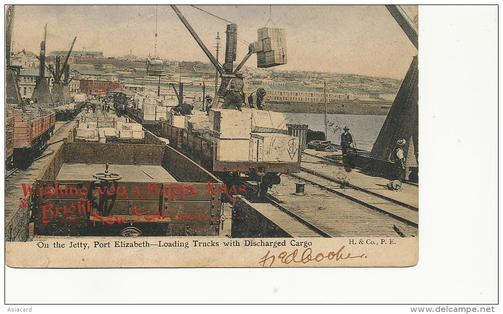 Port Elizabeth On The Jetty Loading Trucks With Discharged Cargo Edit H And Co PE To Cuba - Afrique Du Sud