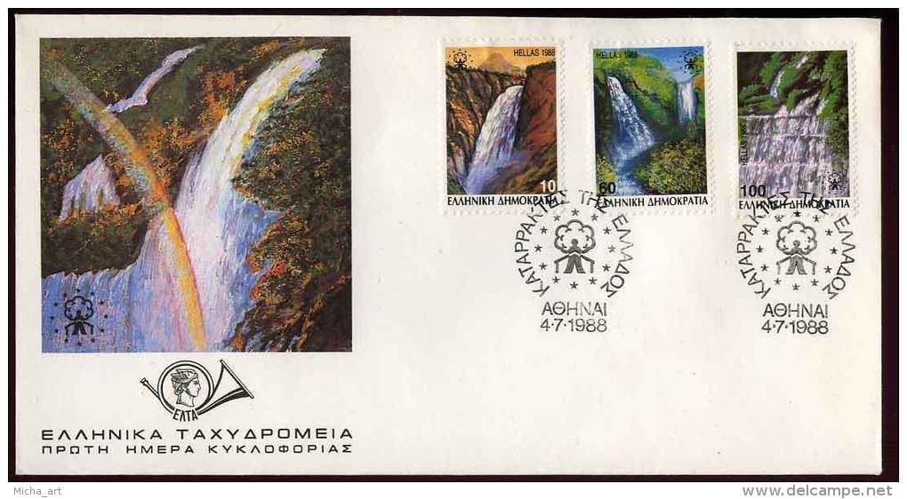 Greece 1988 Waterfalls FDC - FDC