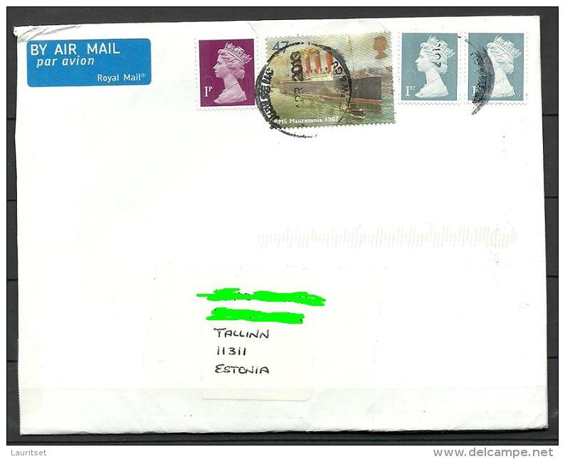 GREAT BRITAIN England Air Mail Cover To Estland Estonia Estonie 2013 With Queen Elizabeth II Stamps Etc - Lettres & Documents