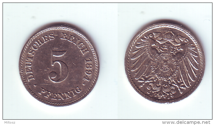 Germany 5 Pfennig 1894 J - 5 Pfennig