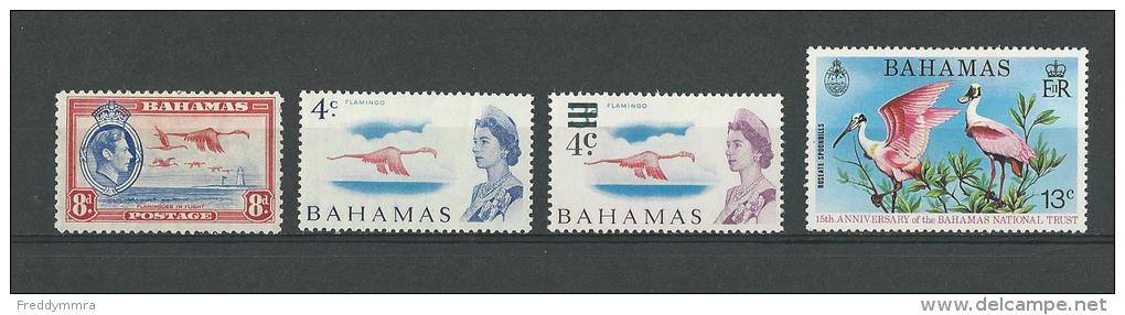 Bahamas: 112 * + 222 ** + 244 ** + 350 ** (Flamants Roses Et Spatules Roses) - Ooievaars