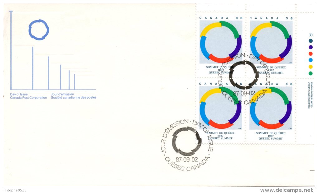 CANADA. N°1020 X4 Sur Enveloppe 1er Jour (FDC) De 1987. Francophonie. - 1981-1990